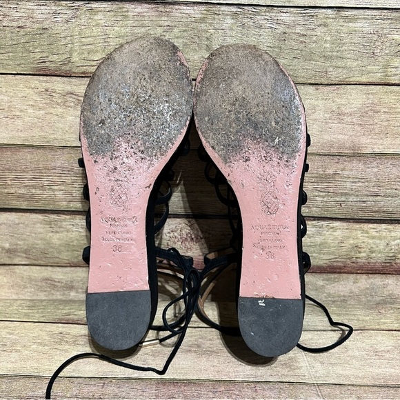 Aquazzura Black Suede Roma Platform Sandals - Picture 7 of 8